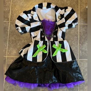 Spirit Halloween Beetlejuice Dress Costume Adult Medium 8-10 Black/White Striped
